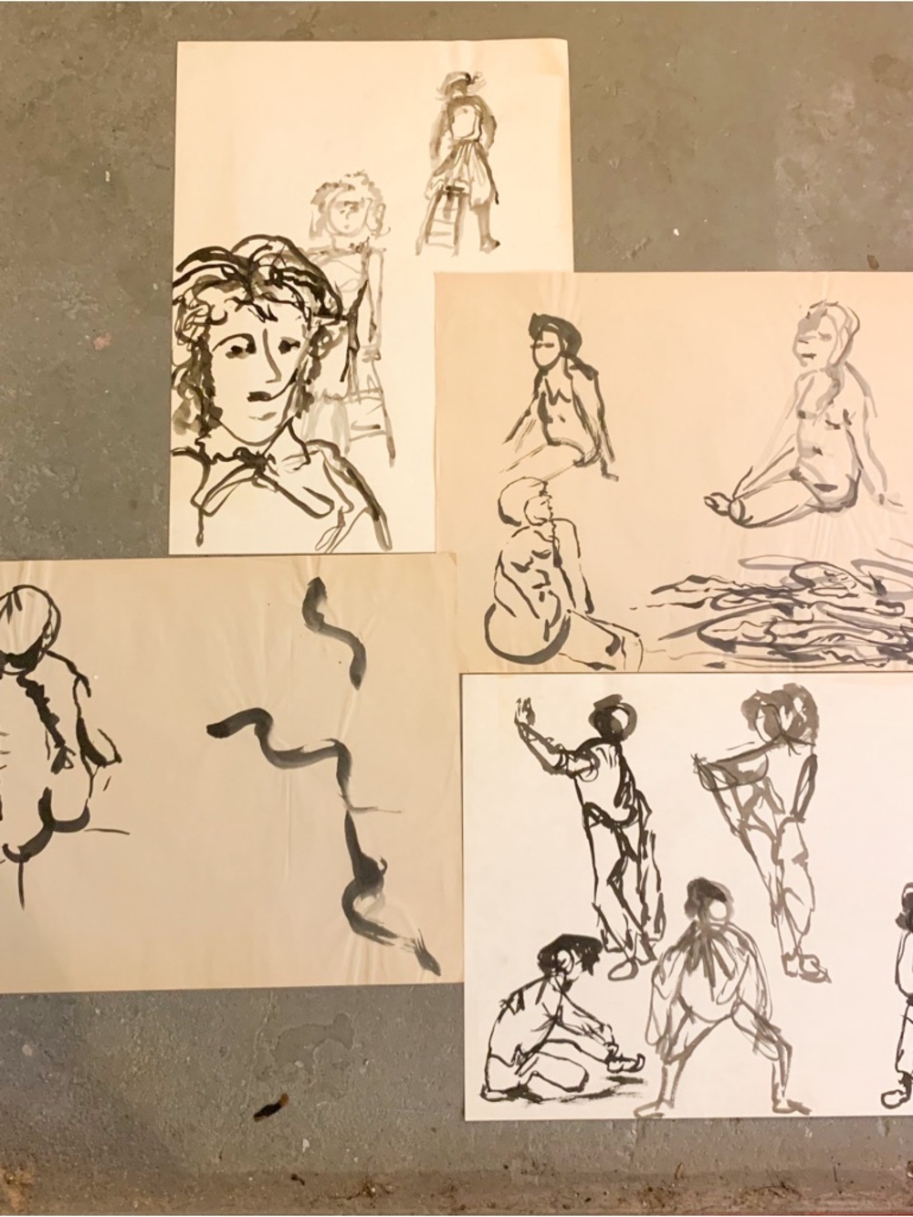 4 Vintage Dancing Watercolor Painting Life Study Figure Drawings Rosemarie Hahn